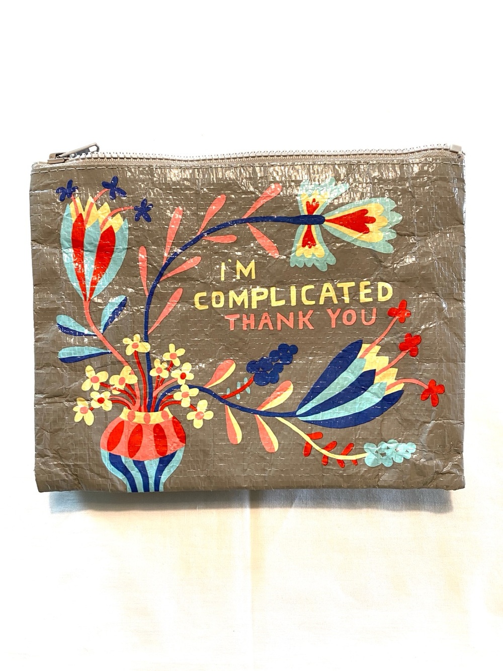 ⭐$5 Add-On | Blue Q I’m Complicated Thank You Zipper Pouch Floral Eco Fun Quirky